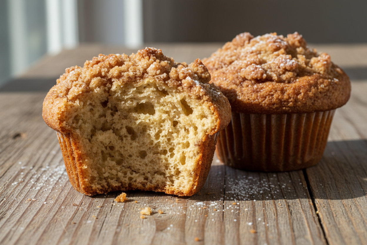 coffee cake sourdough muffin