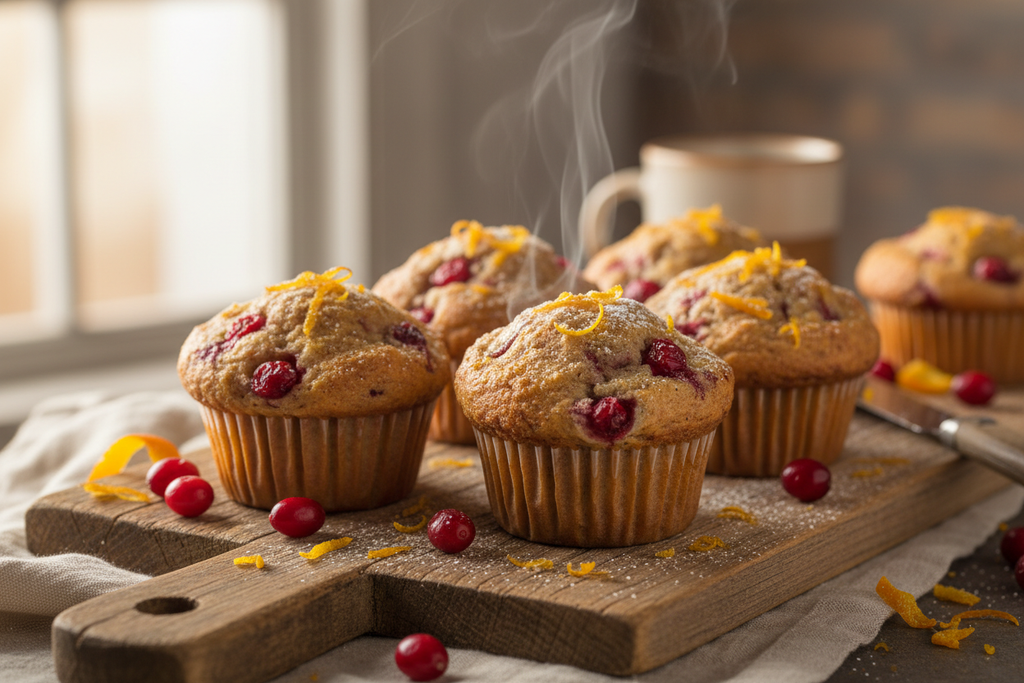 Cranberry Orange Sourdough muffins